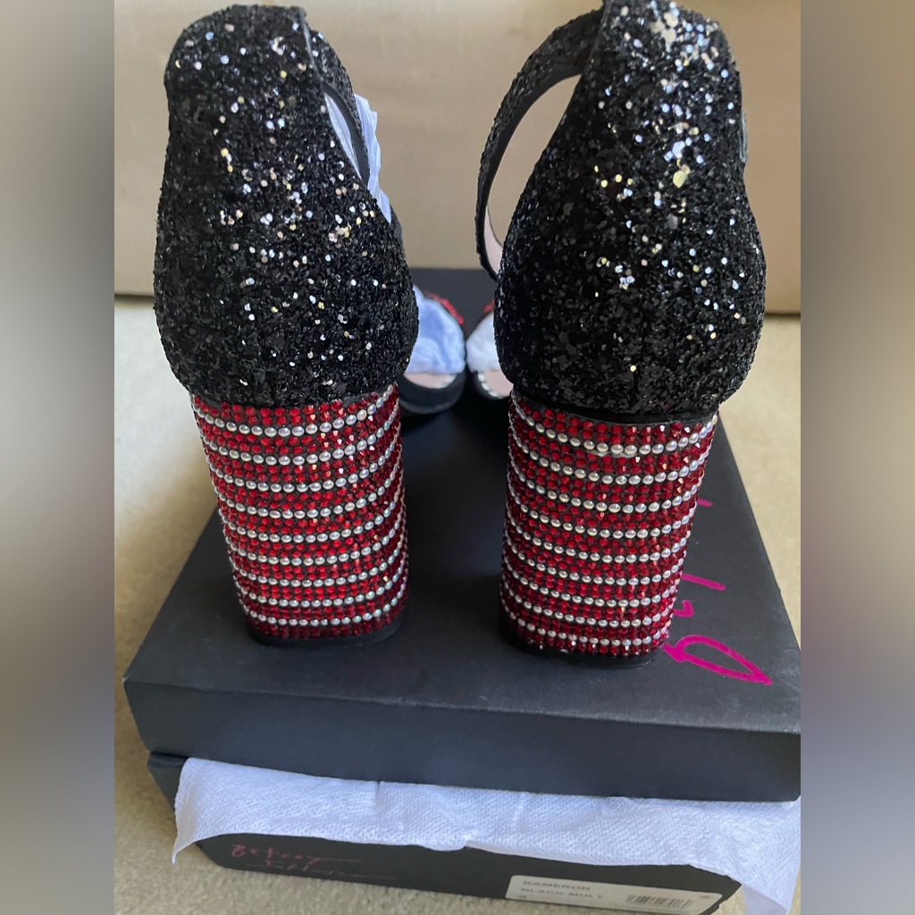 Brand New-Never Worn Betsey Johnson Multi Color- Red, Black, And Silver Heels